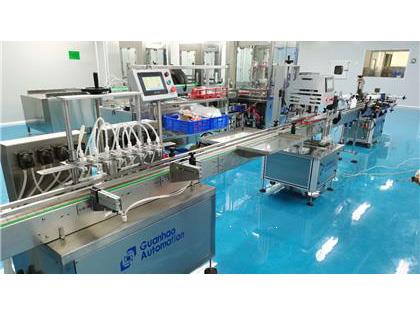 灌裝機，旋蓋機，貼標機，生產車間安裝完成